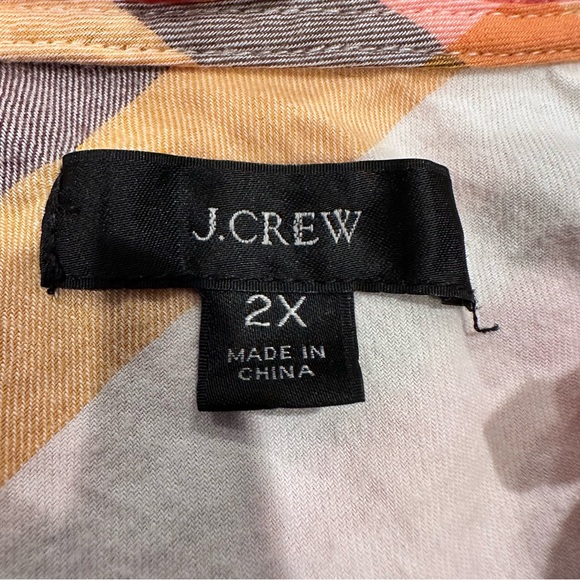 J. Crew Pink and Orange Button Down Plaid Shirt; Ruffle Collar; Super Soft; 2X - Picture 4 of 8